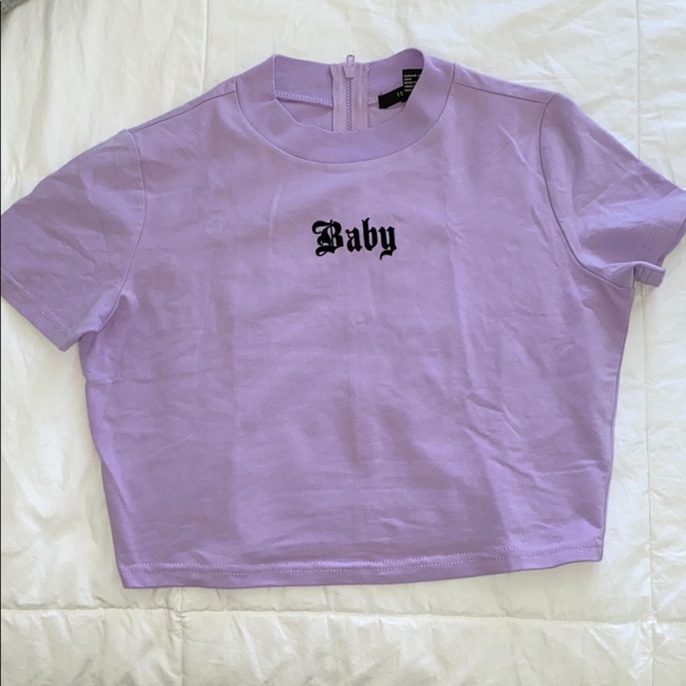“Baby” graphic zip up tee